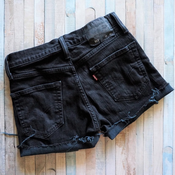 Levi's Pants - Levi's High Waisted Rise Black Denim Shorts w 29